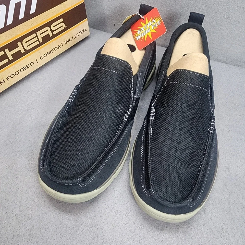 Skechers Superior Milford Black Relaxed Fit Extra Wide Mens 9 64365EWW
